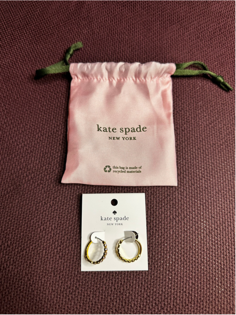 Kate Spade Gold Hoop Earrings with Purple Stones